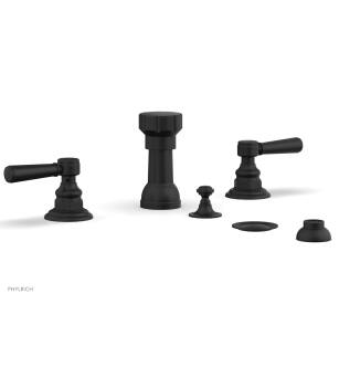 Phylrich 161-61/040 Henri Four Hole Deck Mounted Vertical Spray Bidet Faucet Set in Black