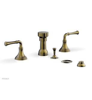 Phylrich D4205/047 3Ring 5 3/8" Four Hole Deck Mounted Vertical Spray Bidet Faucet Set in Brass/Antique Brass