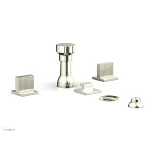 Phylrich 291-60/15B Stria Four Hole Deck Mounted Vertical Spray Bidet Faucet Set in Brushed Nickel