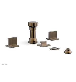 Phylrich 291-60/047 Stria Four Hole Deck Mounted Vertical Spray Bidet Faucet Set in Brass/Antique Brass