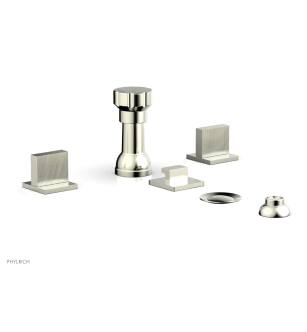 Phylrich 291-60/015 Stria Four Hole Deck Mounted Vertical Spray Bidet Faucet Set in Satin Nickel