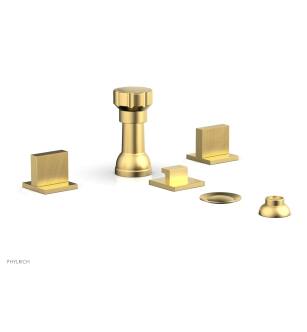 Phylrich 291-60/24B Stria Four Hole Deck Mounted Vertical Spray Bidet Faucet Set in Burnished Gold