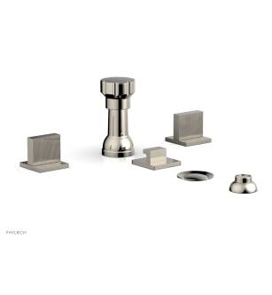 Phylrich 291-60/014 Stria Four Hole Deck Mounted Vertical Spray Bidet Faucet Set in Polished Nickel