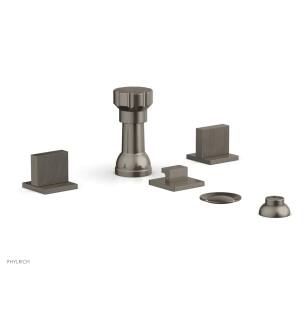 Phylrich 291-60/15A Stria Four Hole Deck Mounted Vertical Spray Bidet Faucet Set in Pewter