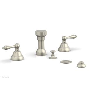 Phylrich D4100/15B Revere and Savannah 5 3/8" Four Hole Deck Mounted Vertical Spray Bidet Faucet Set in Brushed Nickel
