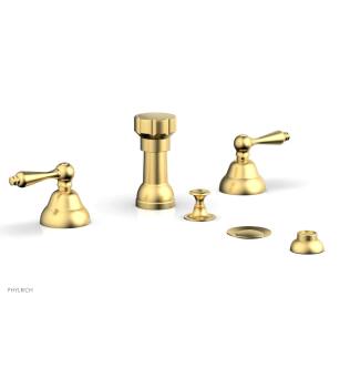 Phylrich D4100/24B Revere and Savannah 5 3/8" Four Hole Deck Mounted Vertical Spray Bidet Faucet Set in Burnished Gold
