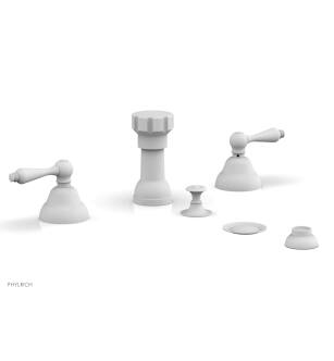 Phylrich D4100/050 Revere and Savannah 5 3/8" Four Hole Deck Mounted Vertical Spray Bidet Faucet Set in White