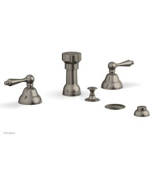 Phylrich D4100/15A Revere and Savannah 5 3/8" Four Hole Deck Mounted Vertical Spray Bidet Faucet Set in Pewter