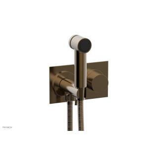 Phylrich 230-66/047 Basic II 3 1/2" Two Hole Wall Mount Bidet Spray Faucet with Smooth Handle in Brass/Antique Brass