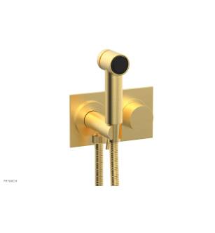Phylrich 230-66/24B Basic II 3 1/2" Two Hole Wall Mount Bidet Spray Faucet with Smooth Handle in Burnished Gold