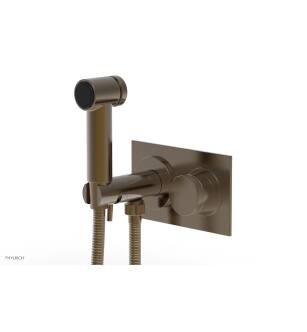 Phylrich 230-65/047 Basic II 3 1/2" Two Hole Wall Mount Bidet Spray Faucet with Knurled Handle in Brass/Antique Brass