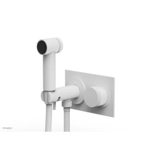 Phylrich 230-65/050 Basic II 3 1/2" Two Hole Wall Mount Bidet Spray Faucet with Knurled Handle in White