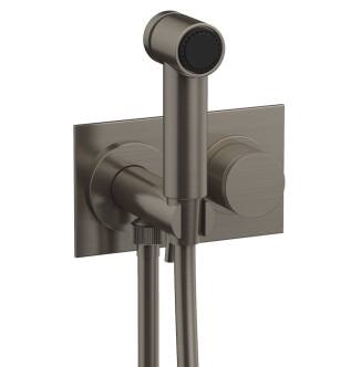 Phylrich 230-65/15A Basic II 3 1/2" Two Hole Wall Mount Bidet Spray Faucet with Knurled Handle in Pewter