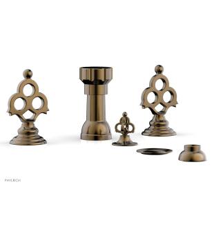 Phylrich 164-60/047 Maison Four Hole Deck Mounted Vertical Spray Bidet Faucet Set in Brass/Antique Brass