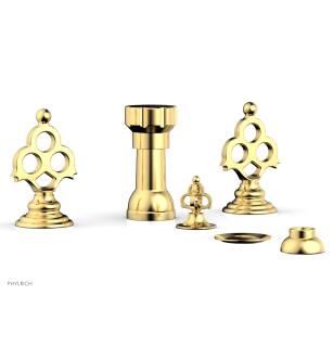 Phylrich 164-60/024 Maison Four Hole Deck Mounted Vertical Spray Bidet Faucet Set in Satin Gold