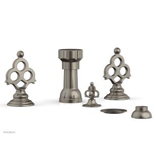 Phylrich 164-60/15A Maison Four Hole Deck Mounted Vertical Spray Bidet Faucet Set in Pewter