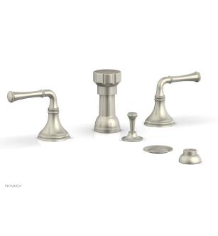 Phylrich 208-60/15B Coined Four Hole Deck Mounted Vertical Spray Bidet Faucet Set in Brushed Nickel