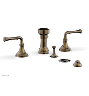 Phylrich 208-60/047 Coined Four Hole Deck Mounted Vertical Spray Bidet Faucet Set in Brass/Antique Brass