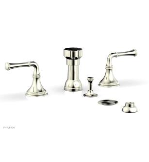 Phylrich 208-60/015 Coined Four Hole Deck Mounted Vertical Spray Bidet Faucet Set in Satin Nickel