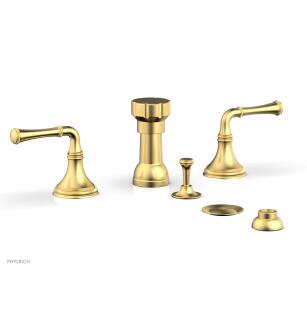 Phylrich 208-60/24B Coined Four Hole Deck Mounted Vertical Spray Bidet Faucet Set in Burnished Gold