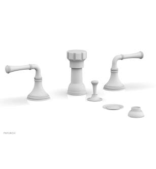 Phylrich 208-60/050 Coined Four Hole Deck Mounted Vertical Spray Bidet Faucet Set in White