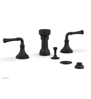 Phylrich 208-60/040 Coined Four Hole Deck Mounted Vertical Spray Bidet Faucet Set in Black