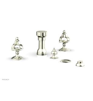 Phylrich 163-60/15B Couronne Four Hole Deck Mounted Vertical Spray Bidet Faucet Set in Brushed Nickel