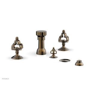 Phylrich 163-60/047 Couronne Four Hole Deck Mounted Vertical Spray Bidet Faucet Set in Brass/Antique Brass