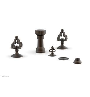 Phylrich 163-60/10B Couronne Four Hole Deck Mounted Vertical Spray Bidet Faucet Set in Distressed Bronze/Oil Rubbed Bronze