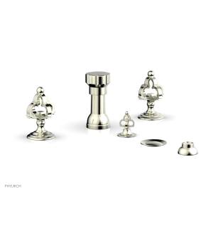 Phylrich 163-60/015 Couronne Four Hole Deck Mounted Vertical Spray Bidet Faucet Set in Satin Nickel