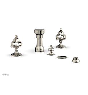 Phylrich 163-60/014 Couronne Four Hole Deck Mounted Vertical Spray Bidet Faucet Set in Polished Nickel
