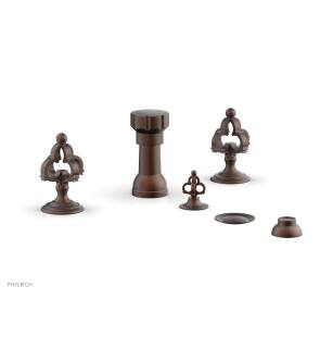 Phylrich 163-60/05W Couronne Four Hole Deck Mounted Vertical Spray Bidet Faucet Set in Copper/Antique Copper