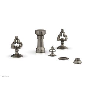 Phylrich 163-60/15A Couronne Four Hole Deck Mounted Vertical Spray Bidet Faucet Set in Pewter