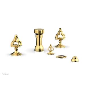 Phylrich 163-60/024 Couronne Four Hole Deck Mounted Vertical Spray Bidet Faucet Set in Satin Gold