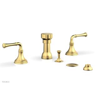 Phylrich 207-60/24B Beaded Four Hole Deck Mounted Vertical Spray Bidet Faucet Set in Burnished Gold