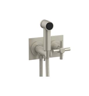 Phylrich 134-65/15B Basic Two Hole Wall Mount Bidet Spray Faucet with Tubular Cross Handle in Brushed Nickel
