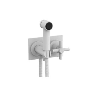 Phylrich 134-65/050 Basic Two Hole Wall Mount Bidet Spray Faucet with Tubular Cross Handle in White