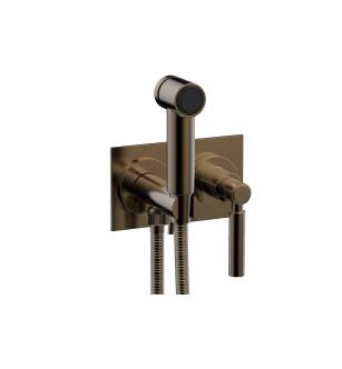 Phylrich 130-65/047 Basic Two Hole Wall Mount Bidet Spray Faucet with Lever Handle in Brass/Antique Brass