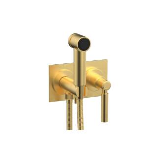 Phylrich 130-65/24B Basic Two Hole Wall Mount Bidet Spray Faucet with Lever Handle in Burnished Gold