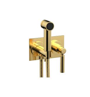 Phylrich 130-65/024 Basic Two Hole Wall Mount Bidet Spray Faucet with Lever Handle in Satin Gold