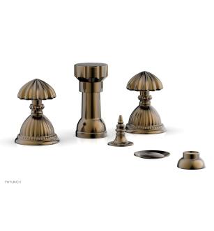 Phylrich K4361/047 Georgian and Barcelona 5 3/8" Four Hole Deck Mounted Vertical Spray Bidet Faucet Set in Brass/Antique Brass