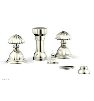 Phylrich K4361/015 Georgian and Barcelona 5 3/8" Four Hole Deck Mounted Vertical Spray Bidet Faucet Set in Satin Nickel