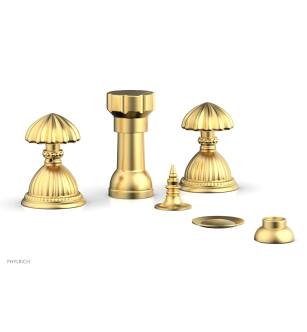 Phylrich K4361/24B Georgian and Barcelona 5 3/8" Four Hole Deck Mounted Vertical Spray Bidet Faucet Set in Burnished Gold