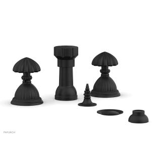 Phylrich K4361/040 Georgian and Barcelona 5 3/8" Four Hole Deck Mounted Vertical Spray Bidet Faucet Set in Black