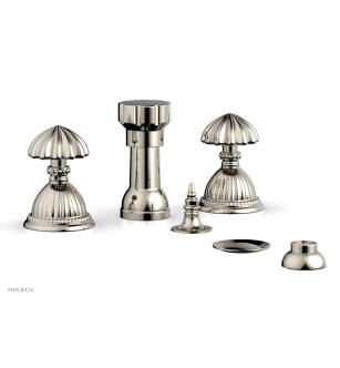 Phylrich K4361/014 Georgian and Barcelona 5 3/8" Four Hole Deck Mounted Vertical Spray Bidet Faucet Set in Polished Nickel