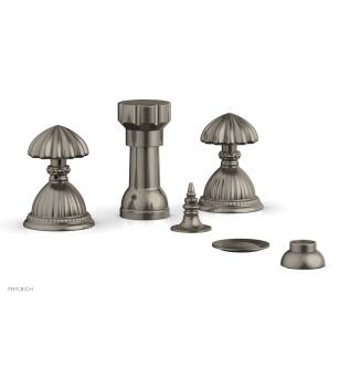 Phylrich K4361/15A Georgian and Barcelona 5 3/8" Four Hole Deck Mounted Vertical Spray Bidet Faucet Set in Pewter