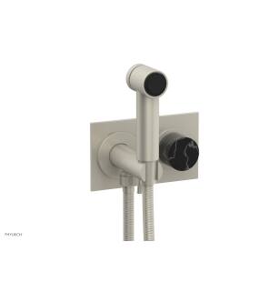 Phylrich 230-67/15B Basic II 3 1/2" Two Hole Wall Mount Bidet Spray Faucet with Marble Handle in Brushed Nickel