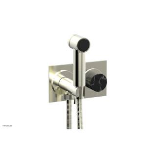Phylrich 230-67/015 Basic II 3 1/2" Two Hole Wall Mount Bidet Spray Faucet with Marble Handle in Satin Nickel