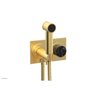 Phylrich 230-67/24B Basic II 3 1/2" Two Hole Wall Mount Bidet Spray Faucet with Marble Handle in Burnished Gold