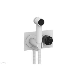 Phylrich 230-67/050 Basic II 3 1/2" Two Hole Wall Mount Bidet Spray Faucet with Marble Handle in White